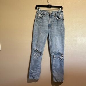 Abercrombie & Fitch the 90s straight Ultra High Rise Blue Jeans